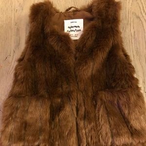 Zara Girls Brown Fur Vest